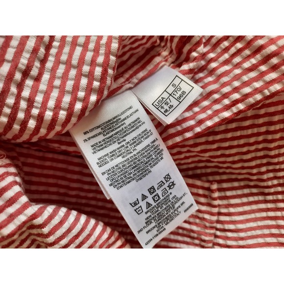 Brooks Brothers Regent Fit Red Stripe Wrinkle Seersucker Button Down Shirt Men S - Picture 7 of 9